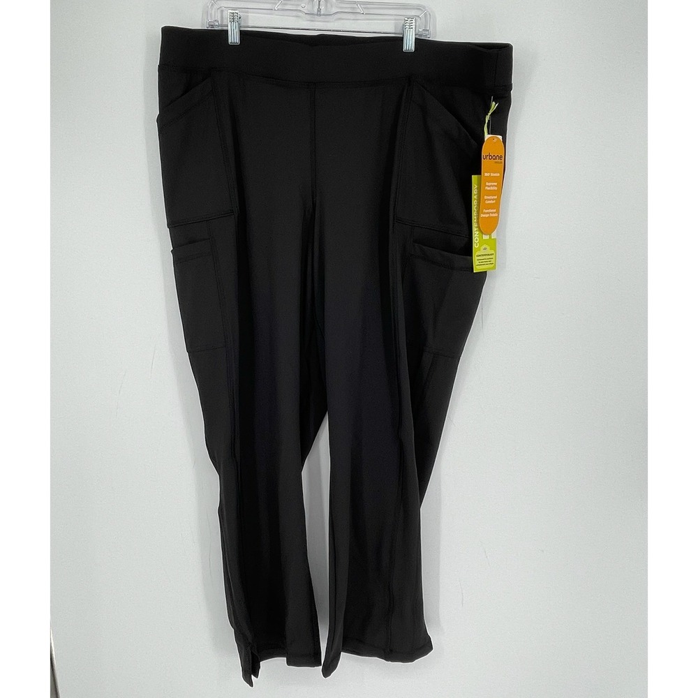 Urbane NWT Women's Black Stretch Straight Leg Medical Cargo Scrub Pants Size 3XL